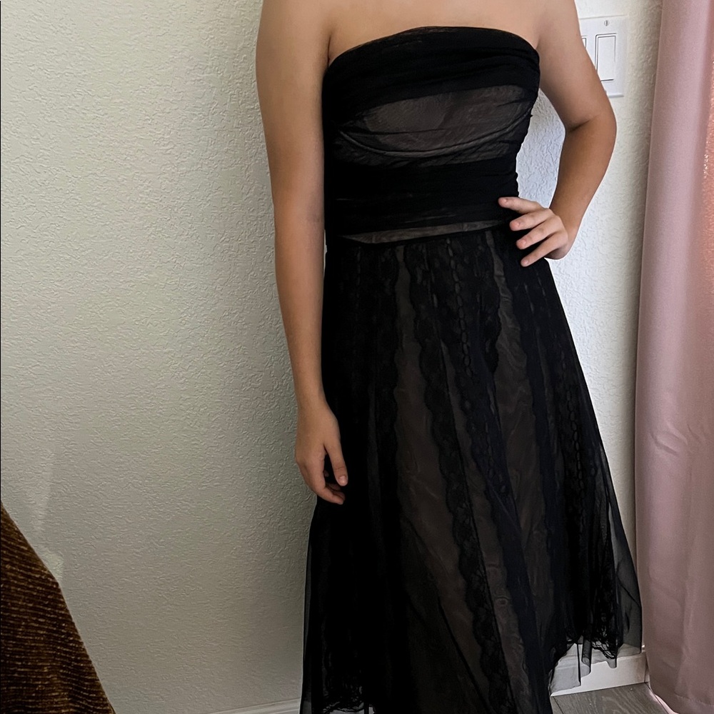 BCBGMaxAzria Black Strapless Lace Dress